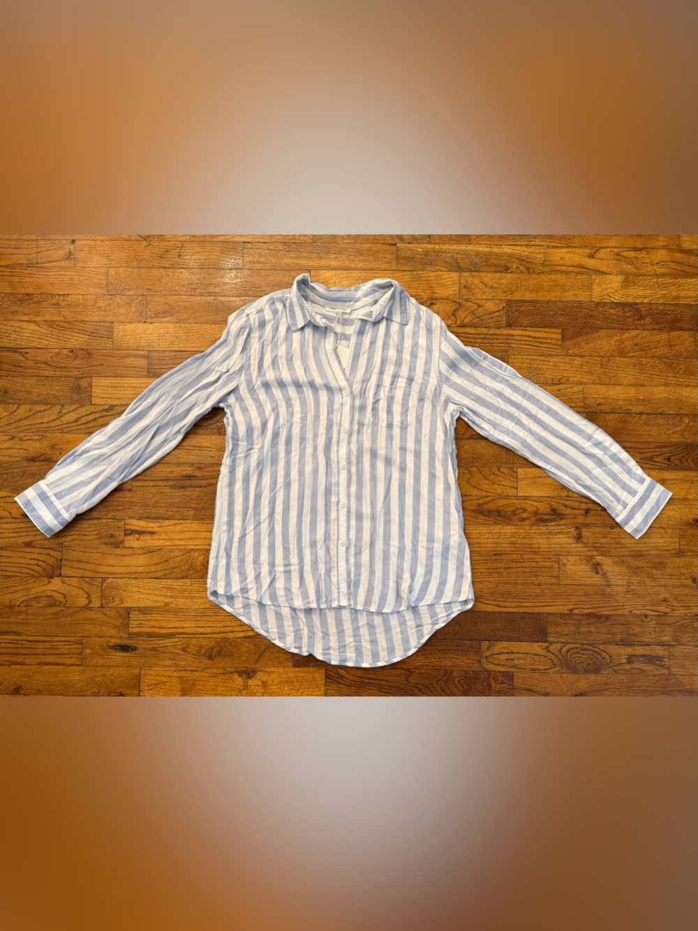 beachlunchlounge Candace Blue & White Stripe Button-Up Shirt - Size M - NWT - Picture 6 of 13